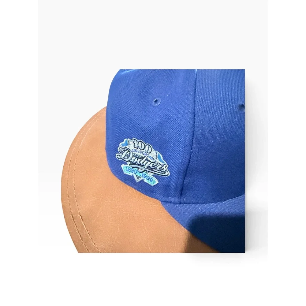 New Era 59FIFTY LA Dodgers 100th Anniversary Patch Fitted Hat Blue 7 3/8